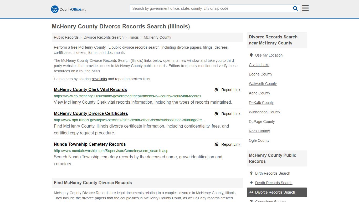 McHenry County Divorce Records Search (Illinois) - County Office